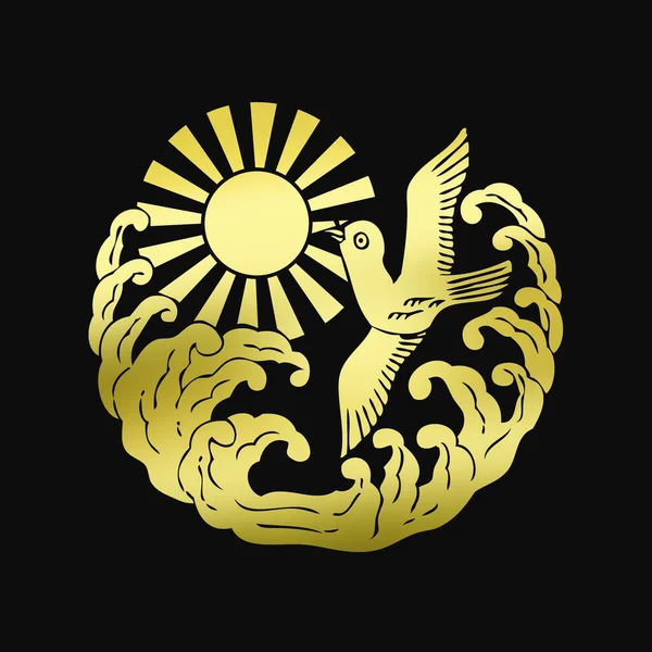 Tradycyjne Japońskie Logo Herbu Rodziny Ilustracja Złoty Kolor Czarnym Tle — Zdjęcie stockowe
