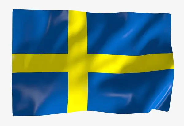 Svezia Modello Bandiera Bandiera Sventolante Orizzontale Isolata Sullo Sfondo — Foto Stock