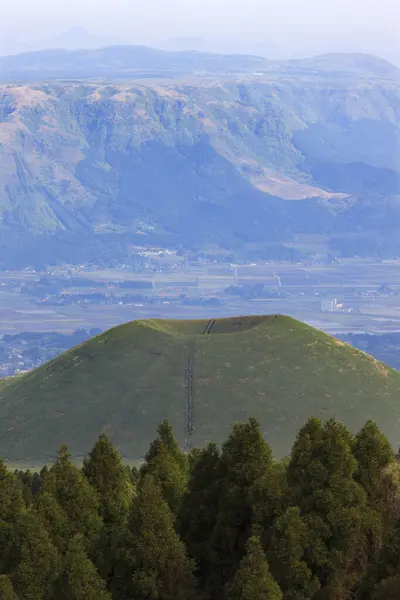 Wulkan Aso Mount Aso Położony Parku Narodowym Aso Kuju Prefekturze — Zdjęcie stockowe