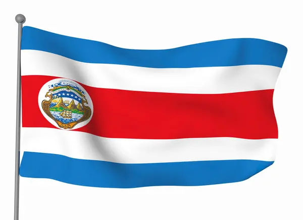 Modelo Bandeira Costa Rica Bandeira Ondulada Horizontal Isolada Fundo — Fotografia de Stock