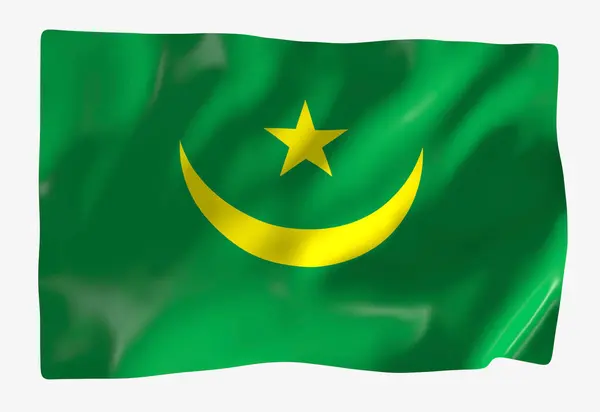 Mauritania Flag Template Horizontal Waving Flag Isolated Background — Stock Photo, Image