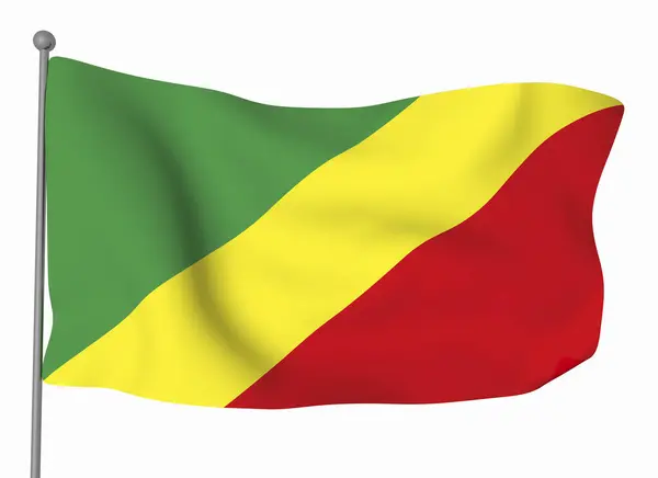 Modelo Bandeira Congo Bandeira Ondulada Horizontal Isolada Fundo — Fotografia de Stock