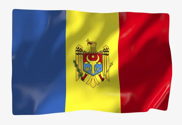 Moldova Flag Template Horizontal Waving Flag Isolated Background — Stock Photo, Image