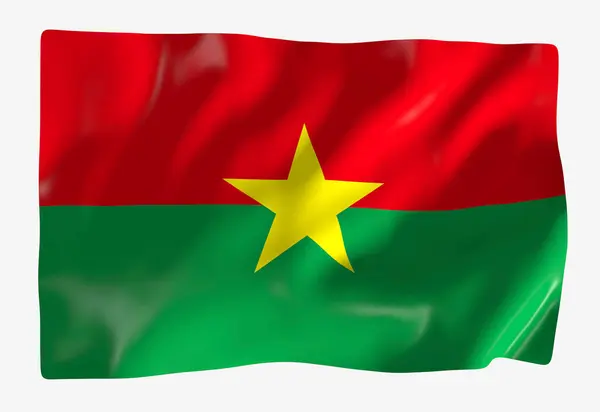 Burkinaflaggmall Horisontell Viftande Flagga Isolerad Bakgrunden — Stockfoto