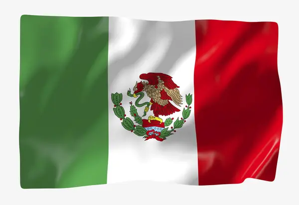Modelo Bandeira México Bandeira Ondulada Horizontal Isolada Fundo — Fotografia de Stock