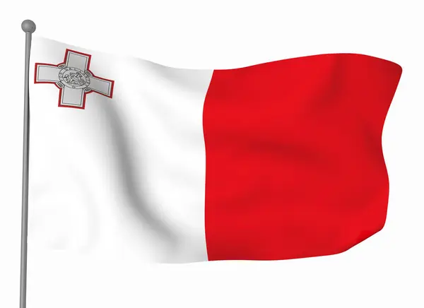 Maltas Flaggmall Horisontell Viftande Flagga Isolerad Bakgrunden — Stockfoto