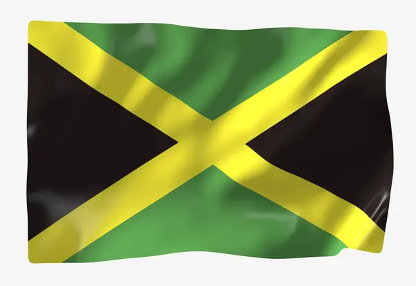 Modelo Bandeira Jamaica Bandeira Ondulada Horizontal Isolada Fundo — Fotografia de Stock