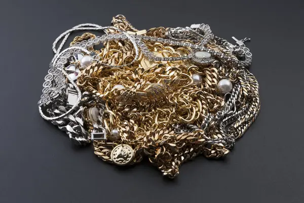 Biżuteria Przedmioty Metali Szlachetnych Widok Bliska — Zdjęcie stockowe