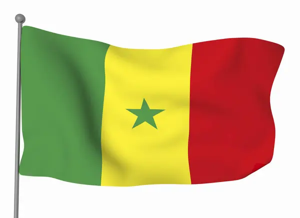 Modelo Bandeira Senegal Bandeira Ondulada Horizontal Isolada Fundo — Fotografia de Stock