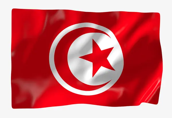Tunisia Flag Template Horizontal Waving Flag Isolated Background — Stock Photo, Image