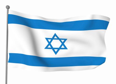 İsrail bayrak şablonu. Yatay dalgalanma bayrağı, arkaplanda izole