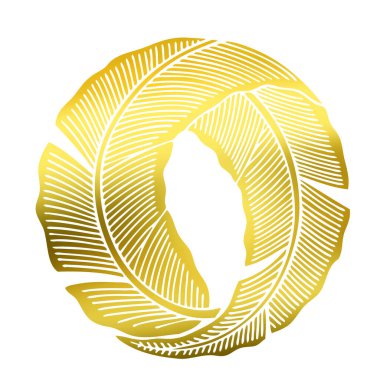 Beyaz arka planda izole edilmiş altın çiçek logosu