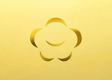 Sarı arka planda altın çiçekli logo