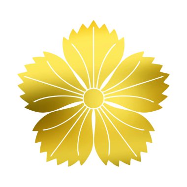 Beyaz arka planda izole edilmiş altın çiçek logosu