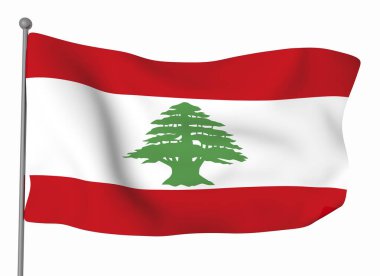 Lübnan bayrak şablonu. Yatay dalgalanma bayrağı, arkaplanda izole