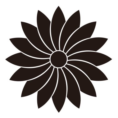 Beyaz arkaplanda siyah çiçek logosu var.