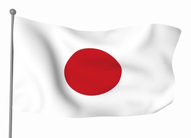 Japonya bayrak şablonu. Yatay dalgalanma bayrağı, arkaplanda izole