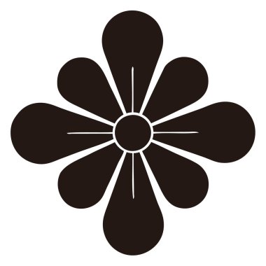 Beyaz arkaplanda siyah çiçek logosu 