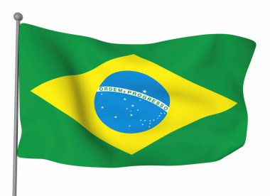 Brezilya bayrak şablonu. Yatay dalgalanma bayrağı, arkaplanda izole