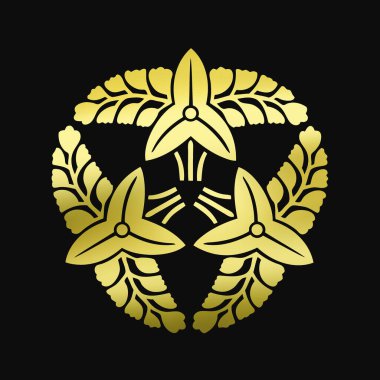 Siyah arkaplanda altın çiçekli logo 