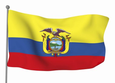 Ekvador bayrağı şablonu. Yatay dalgalanma bayrağı, arkaplanda izole