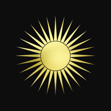 Geleneksel Japon aile arması logosu. Siyah arka planda altın rengi gösteriyor.     