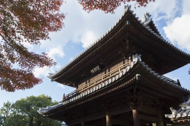 Eski bir Japon türbesinin Idyllic görüntüsü