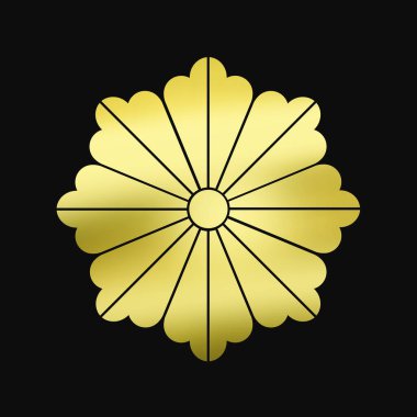 Siyah arkaplanda altın çiçekli logo 