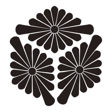 Beyaz arkaplanda siyah çiçek logosu var.