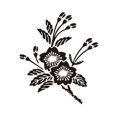 Siyah bitkiler beyaz arka planda izole edilmiş. Çiçek logo şablonu.