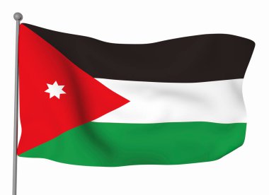 Ürdün bayrak şablonu. Yatay dalgalanma bayrağı, arkaplanda izole