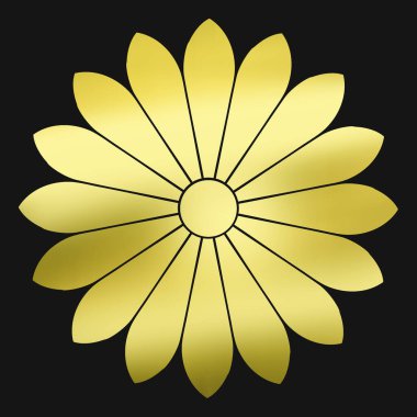 Siyah arkaplanda altın çiçekli logo 