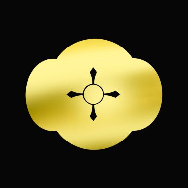 Siyah arkaplanda altın çiçekli logo 