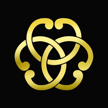 Siyah arkaplanda altın çiçekli logo 