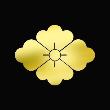 Siyah arkaplanda altın çiçekli logo 