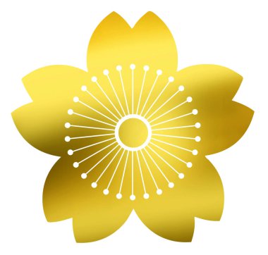 Beyaz arka planda izole edilmiş altın çiçek logosu