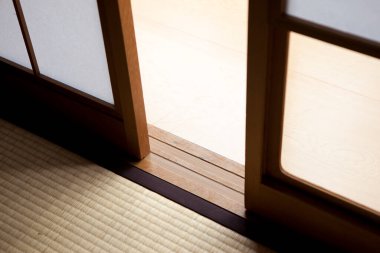 Traditional japanese house indoors, interior view 