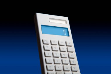 calculator on dark blue background, 3d rendering