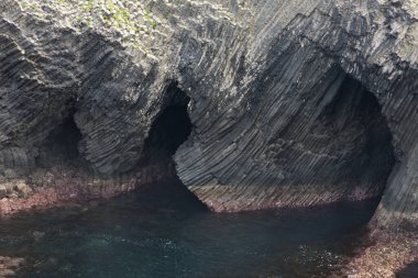 Nanatsugama Sahili. Japon doğal anıtı. Karatsu Şehri, Saga Bölgesi, Japonya 