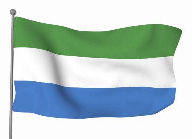Sierra Leone bayrak şablonu. Yatay dalgalanma bayrağı, arkaplanda izole