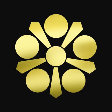 Siyah arkaplanda altın çiçekli logo 