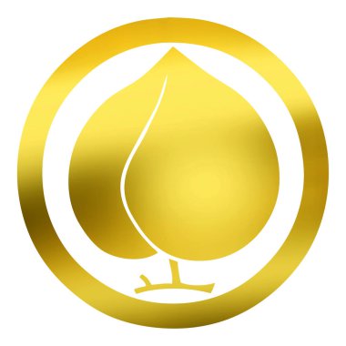 Geleneksel Japon aile arması logosu beyaz arka planda altın rengi gösteriyor     