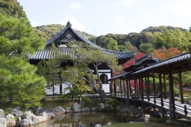 Tarihi bir Japon tapınağının büyüleyici resmi.