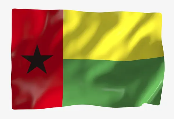 Guinea Bissaus Flaggmall Horisontell Viftande Flagga Isolerad Bakgrunden — Stockfoto