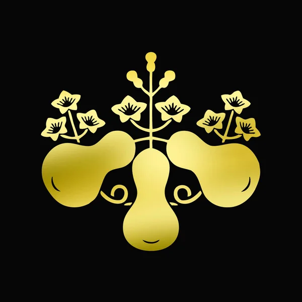 Złote Logo Kwiatowe Czarnym Tle — Zdjęcie stockowe