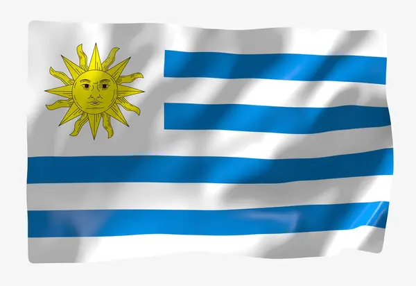 Uruguay Flag Template Horizontal Waving Flag Isolated Background — Stock Photo, Image