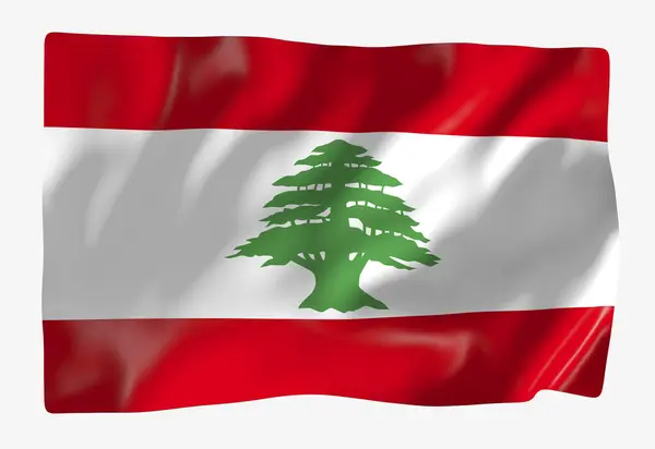 Modelo Bandeira Líbano Bandeira Ondulada Horizontal Isolada Fundo — Fotografia de Stock
