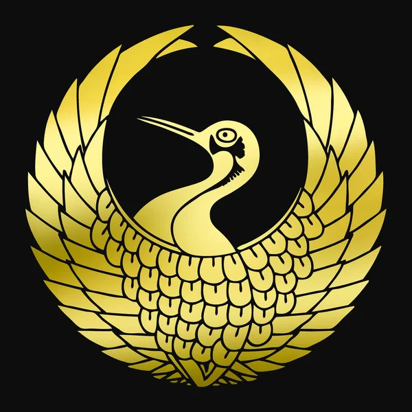 Tradycyjne Japońskie Logo Herbu Rodziny Ilustracja Złoty Kolor Czarnym Tle — Zdjęcie stockowe