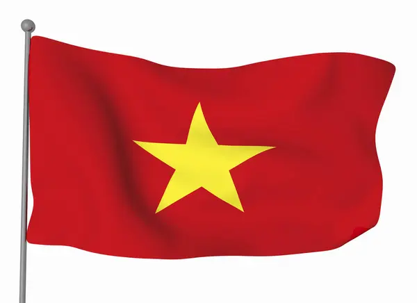 Modelo Bandeira Vietname Bandeira Ondulada Horizontal Isolada Fundo — Fotografia de Stock