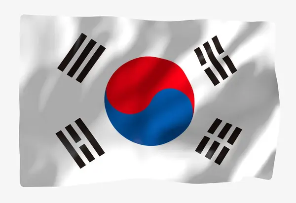 Modelo Bandeira Coreia Sul Bandeira Ondulada Horizontal Isolada Fundo — Fotografia de Stock